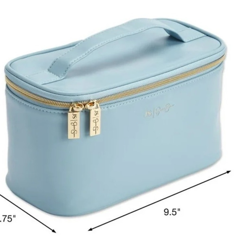 Jessica Simpson Powder Blue Makeup Bag with Gold Zipper